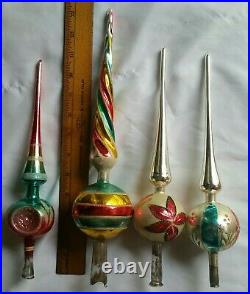Lot of 4 Vintage Mercury Glass Christmas Tree Topper Tops West Germany Poland +