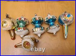 Lot of 6 Rare Antique thin glass Christmas ornaments unusual shapes