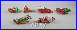 Lot of 6 Vintage Christopher Radko STOCKING Themed Glass Ornaments with Boxes