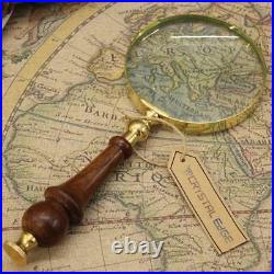 Magnifier Reading Repair Magnifying Glass With Wooden Handle Vintage Xmas Gift