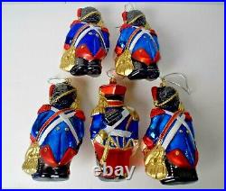 Mercury Glass Toy Soldiers VTG 6in/15cm XMAS Ornaments Hand Painted 4 Drummers