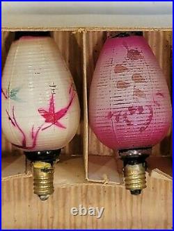 Milk Glass Vintage Chinese Lantern Christmas 8 Working Light Bulbs C6 Japan Box