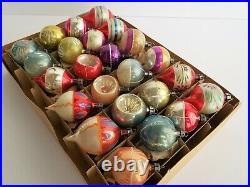 Mini Glass Christmas Ornaments Poland Box of 24 Hand Painted 1 1/2 Ball Mercury