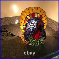 NIB Cracker Barrel Turkey Thanksgiving Stained Glass Tiffany Lamp Light Vintage