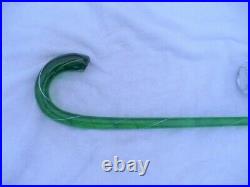 Old Green White Swirls Glass Blown Walking Cane Parade Candy Cane