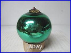 Old Vintage Glass Kugel Christmas Ornament- 2 1/4 Green