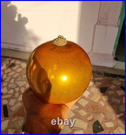 Original Vintage Old Antique Golden 5 Round Glass Christmas Kugel / Ornament