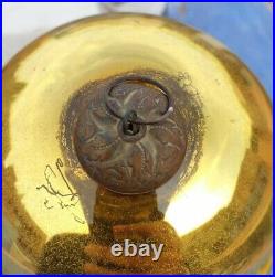 Original Vintage Old Antique Golden 6 Round Glass Christmas Kugel / Ornament