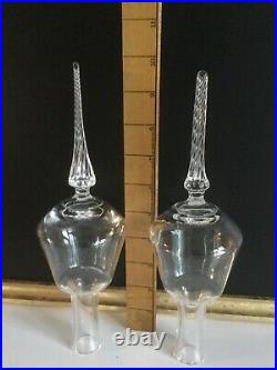 Pair Vtg Victorian blown glass Xmas TREE TOPPER finial s mantle ornament rare