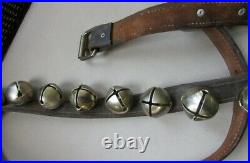 Primitive Antique 20 Christmas Sleigh Bells Leather Strap And Buckle OVER 5 FEET