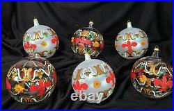 RARE! Gorgeous Set of 6 Vintage GUCCI Blown Glass Christmas Ornaments