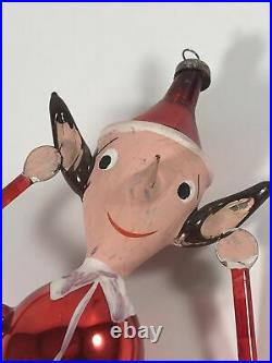 RARE Vintage De Carlini Elf Christmas Tree Ornament Mouth Blown Glass Handmade