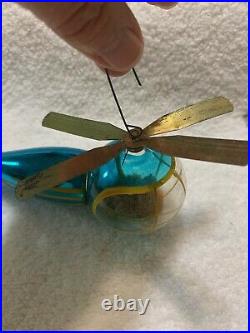 RARE Vintage De Carlini Italy HELICOPTER Glass Christmas Ornament