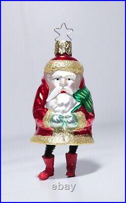 RARE Vintage German Glass Bell Santa with CHENILLE Legs Boots Christmas Ornament