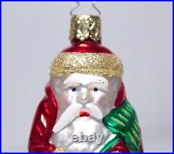 RARE Vintage German Glass Bell Santa with CHENILLE Legs Boots Christmas Ornament