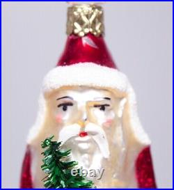 RARE Vintage Germany Glass Santa CHENILLE Legs Christmas Ornament