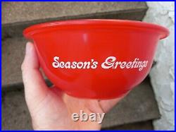 RARE Vintage Pyrex CHRISTMAS 1L Bowl Red #322 HTF SEASONS GREETINGS