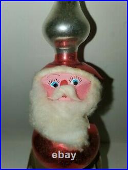 RARE Vtg Christmas Blown Mercury Glass Santa Tree Topper Handpainted Columbia