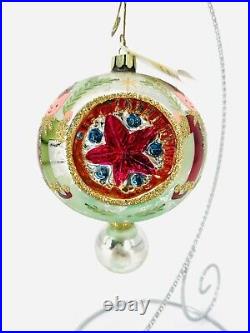 RARE WITH TAG Christopher Radko Elfin Triple Reflector Glass Christmas Ornament