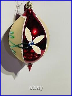 Radko Fantasia BLOSSOM VALLEY Teardrop Ornaments Box of 6 Grandmas Own Vintage