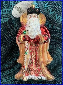Radko PETROSSIAN PROMENADE POINSETTIA Portrait Santa Collection Ornament 7.5