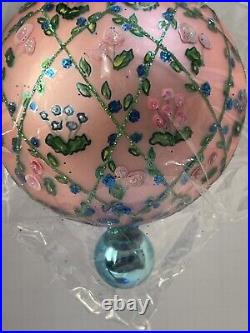 Radko ROSE GARDEN 6 Glass Ball Drop Ornament 2001 01-0050-CB Flowers NEW RARE