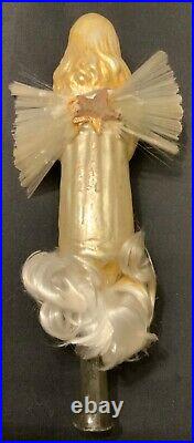 Rare! Antique German Glass Christmas Ornament Angel Tree Topper Feather Tree