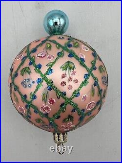 Rare Christopher Radko Rose Garden 6 Ball Drop Glass Christmas Ornament