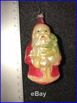 Rare German Mercury Glass Vintage Christmas Ornament Of Santa