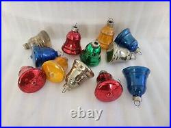 Rare Lot 12 vintage antique glass 2 bell Christmas ornaments san diego USA box