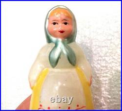 Rare Old Vintage USSR Russian Glass Christmas Ornament Xmas Tree Decoration Girl