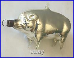 Rare PIG with Extended Annealed legs Figural Antique Christmas glass ornament