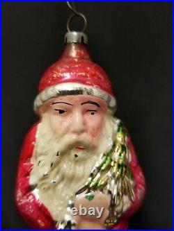Rare Vintage 1930's Santa with Chenille Legs Wax Boots Glass Ornament 5