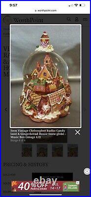 Rare Vintage 2000 Christopher Radko Gingerbread Lane Musical Snow Globe