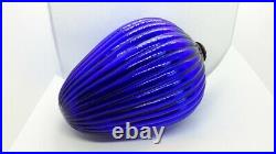 Rare Vintage Cobalt Blue Ribbed Egg From German Kugel 6.5 Christmas Ornament