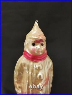 Rare Vintage German 1920's Clown with Pointy Hat On Clip Glass Ornament 3.5
