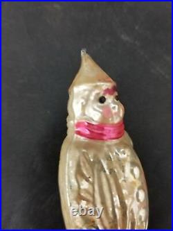 Rare Vintage German 1920's Clown with Pointy Hat On Clip Glass Ornament 3.5