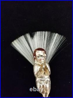 Rare Vintage German 1930's Angel on Clip with Annealed Hands Glass Ornament 4
