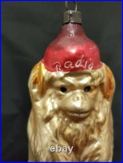 Rare Vintage German 1930's Radio Monkey Glass Ornament 4.5
