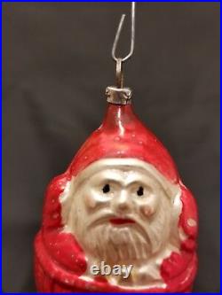 Rare Vintage German 1930's Santa in a Basket Glass Ornament 3