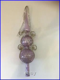 Rare Vintage German Christmas Tree Topper Mercury Purple Wire Wrapped Glass