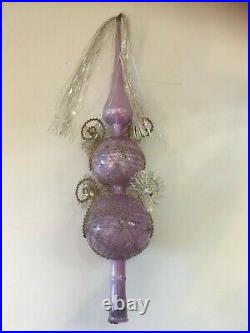 Rare Vintage German Christmas Tree Topper Mercury Purple Wire Wrapped Glass