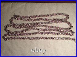 Rare Vintage Silver+ PURPLE MERCURY GLASS GARLAND Double Indent Bead Christmas
