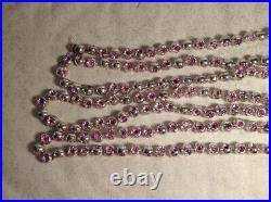 Rare Vintage Silver+ PURPLE MERCURY GLASS GARLAND Double Indent Bead Christmas