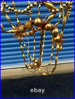 Rare Vtg Mercury Glass And Tinsel Hanging Chandelier Christmas Store Display