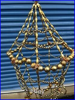 Rare Vtg Mercury Glass And Tinsel Hanging Chandelier Christmas Store Display