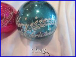 SHINY BRITE VTG PINK Stenciled SANTA SLEIGH WITH REINDEER Ornament USA Plus 3