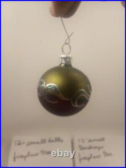 Set 24 Vintage Christmas Ornaments Glass Handpainted Blown 12 Round 12 Teardrop