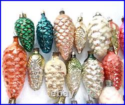 Set 40 Vintage USSR Ukrainian Glass Christmas Ornament Xmas Decoration Pinecones