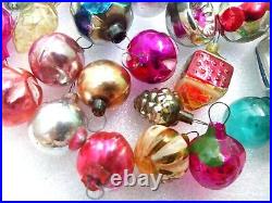 Set 46 Small Old Vintage Glass Ukrainian Christmas Ornaments for Small Fir-Tree